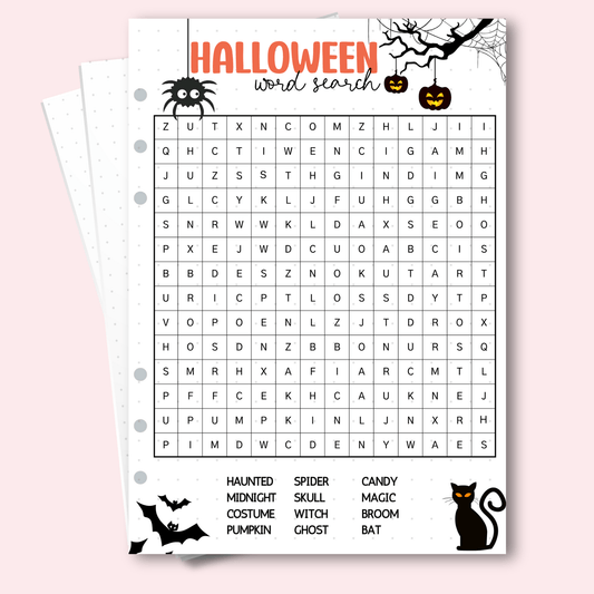 Relaxing October activity journal page with Halloween theme.
