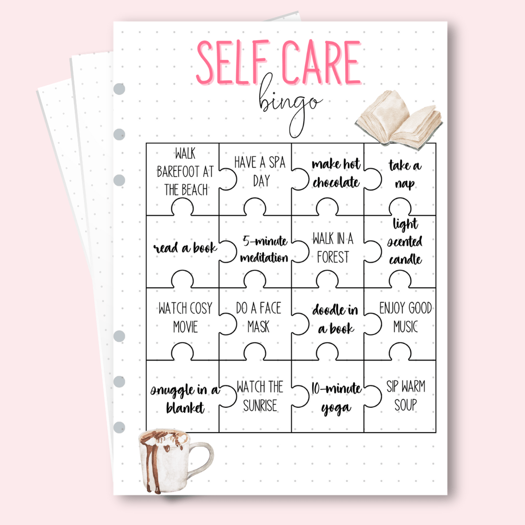 Self care bingo page for the bullet journal