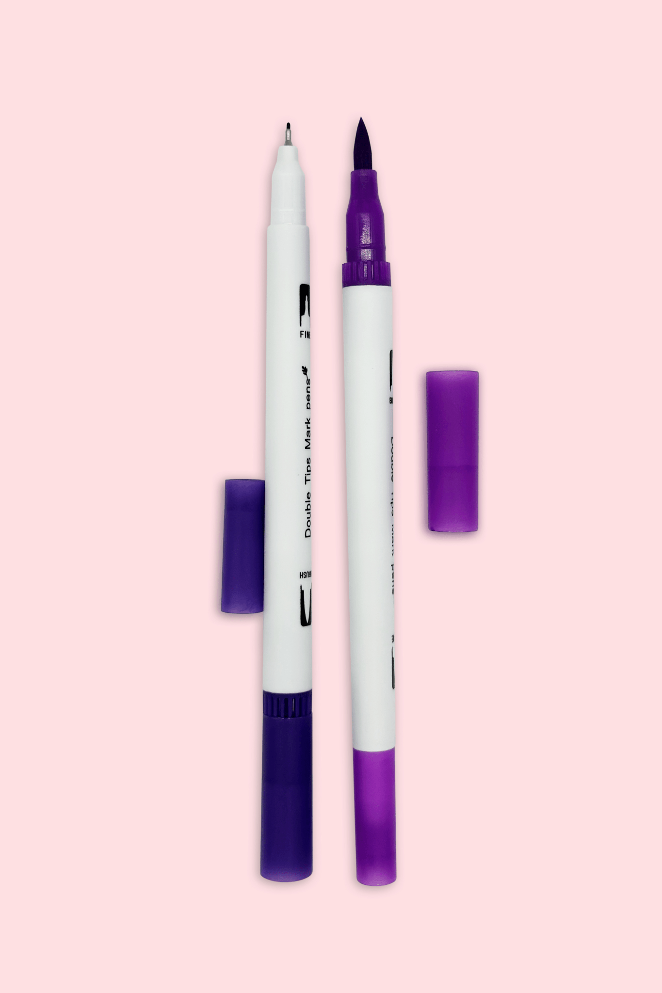 Set of dual tip markers with fine liner and brush ends for planners