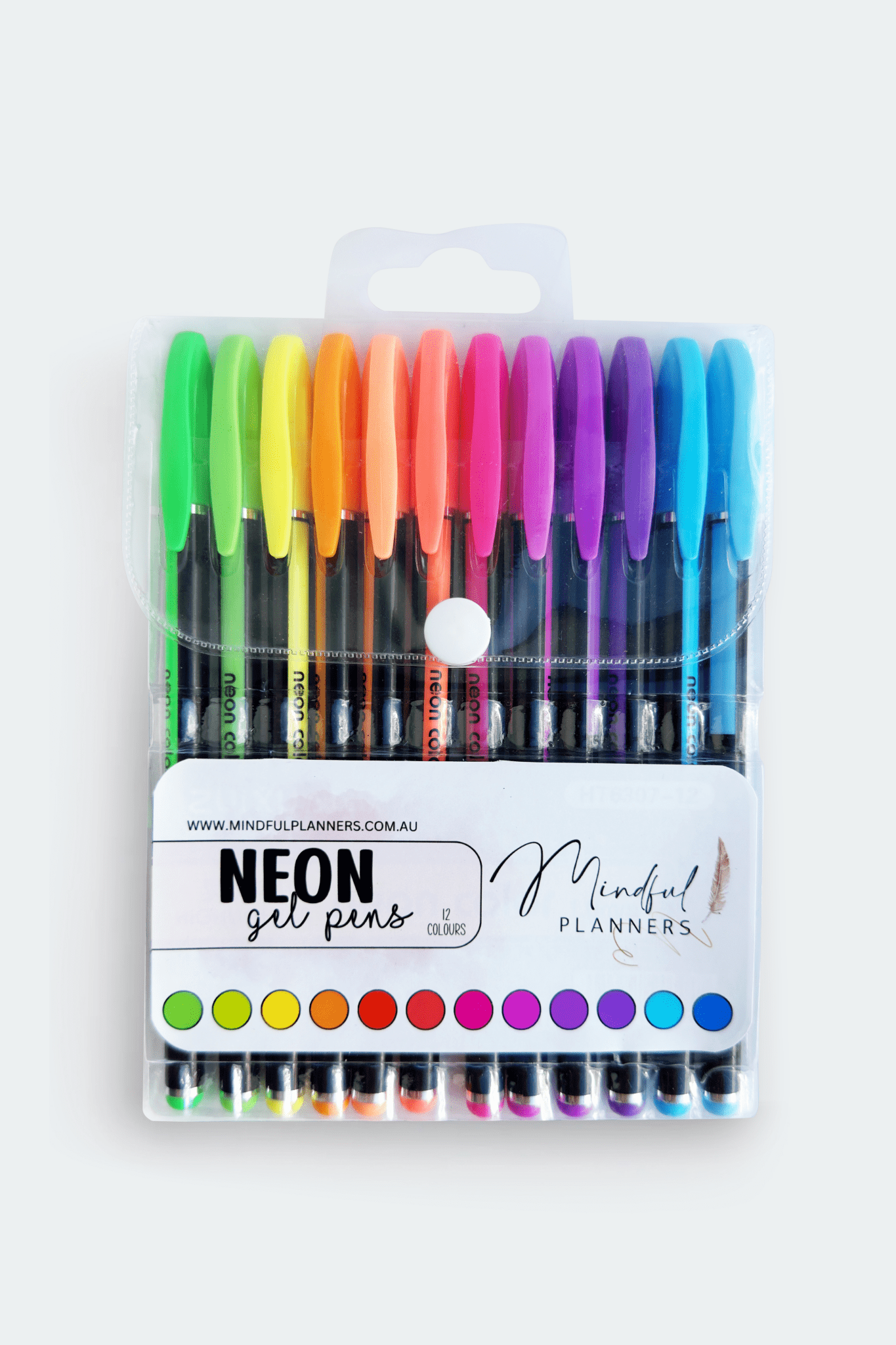 Set of non-toxic quick-drying neon gel pens for planner use