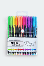 Set of non-toxic quick-drying neon gel pens for planner use