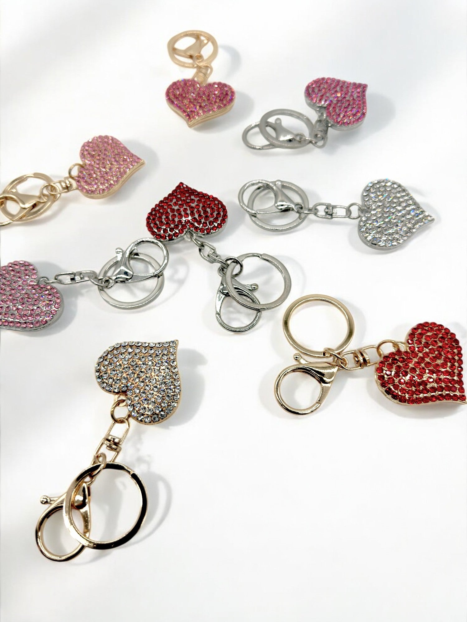 Shiny heart charm keychain for bullet journal or keys