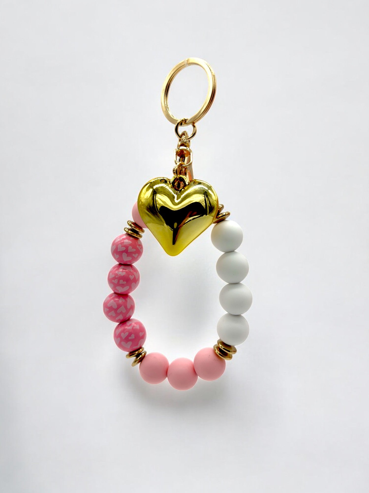 Silicone bead bracelet keychain pastel colours