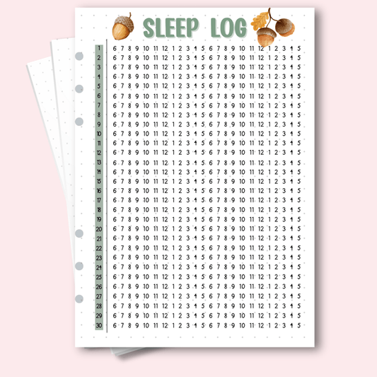 Sleep log page for personalised wellness planner