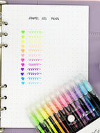 Smooth pastel gel pens in a snap-close pouch for creative stationery