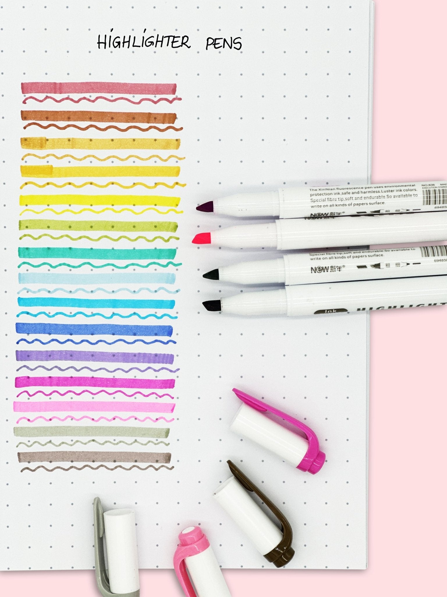 Stationery set featuring dual highlighters for study and planning