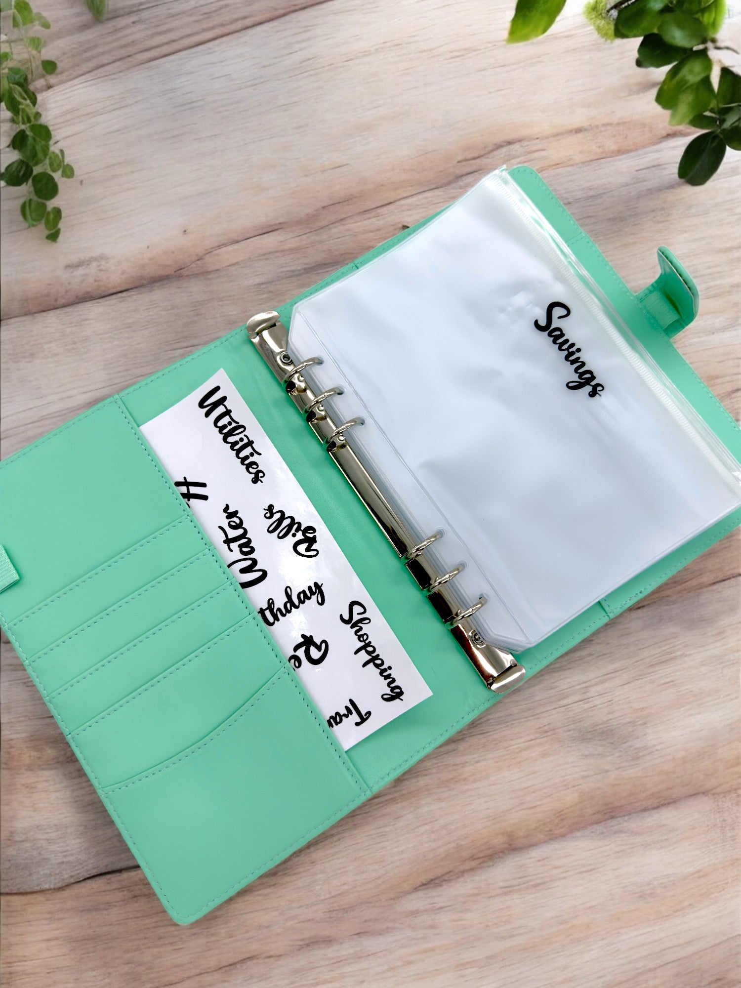 Waterproof A5 sticker sheet with kiss-cut labels for personal finance organisation.​