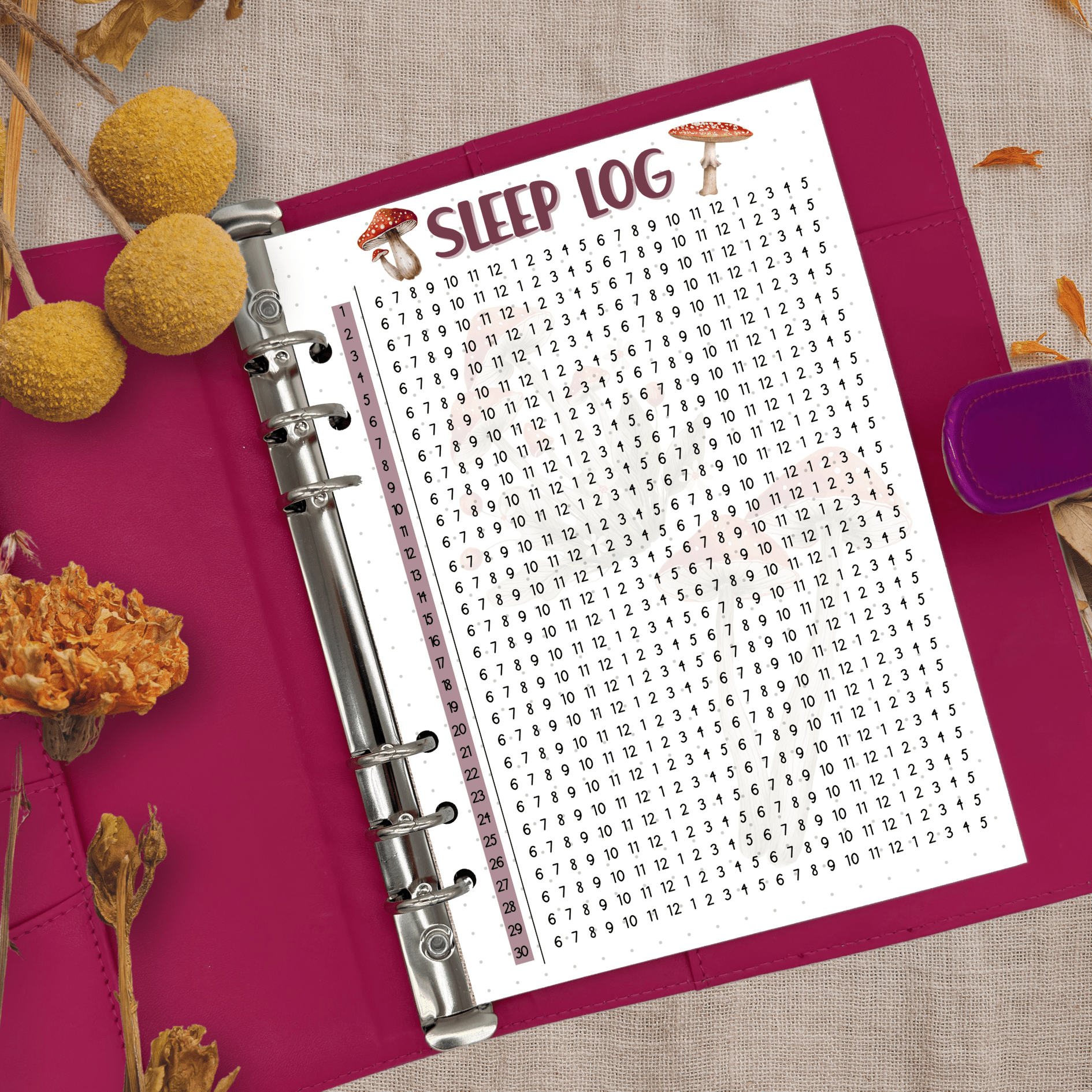 Wellness planner insert for A5 binders to improve sleep habits.
