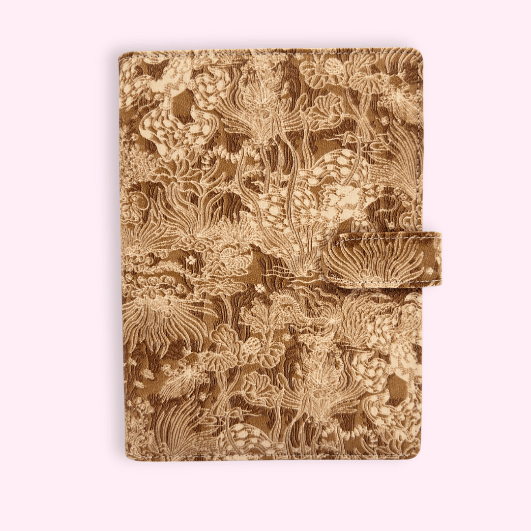 Yellow Soft textured fabric journal cover with gentle colours and custom name option