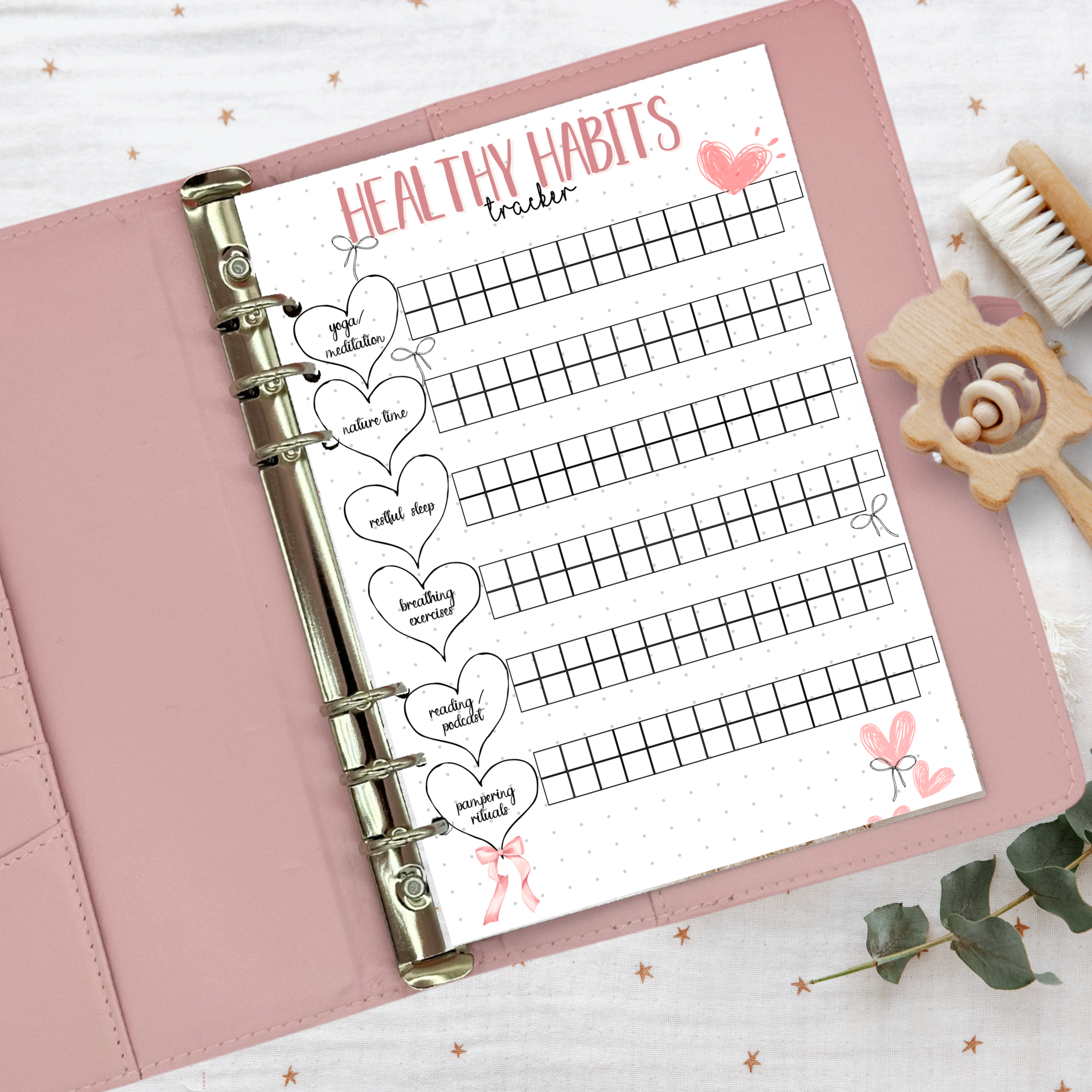 Healthy habits tracker page for your bullet journal