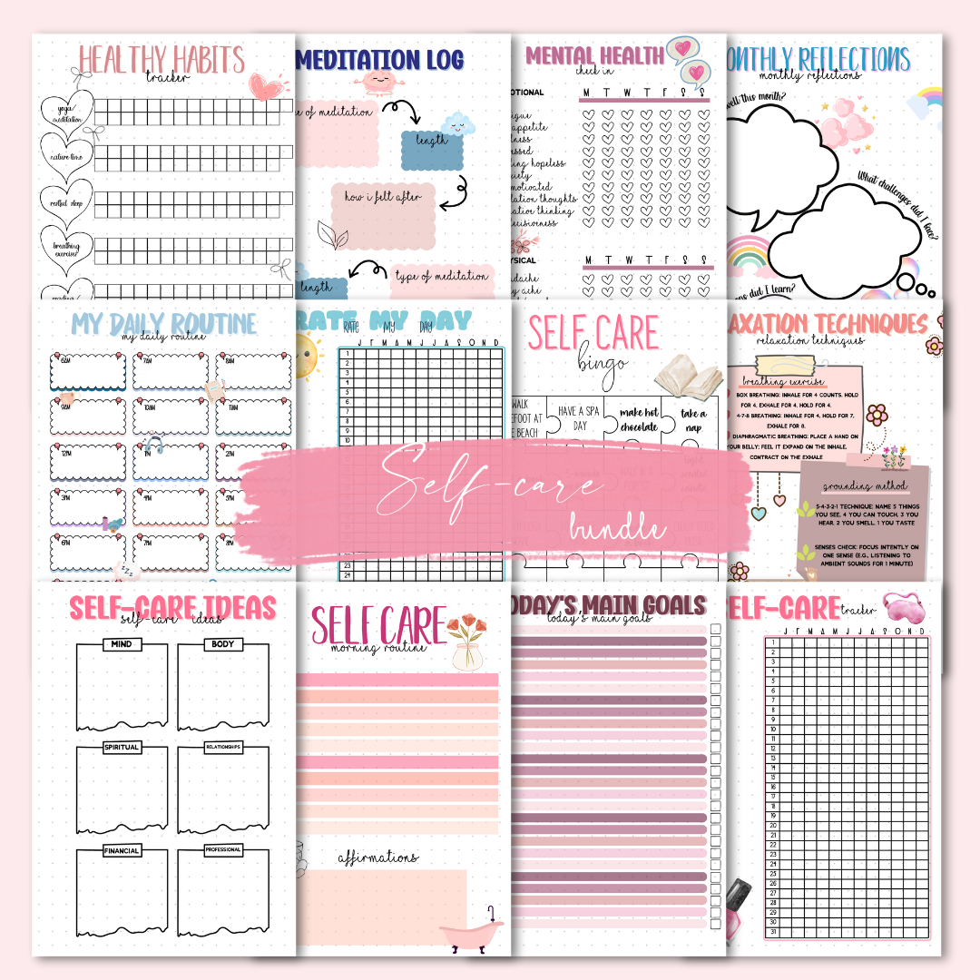 Self care bundle pages for your bullet journal