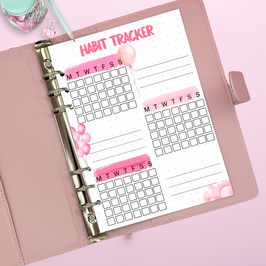 Habit tracker journal page to track three habits in a month