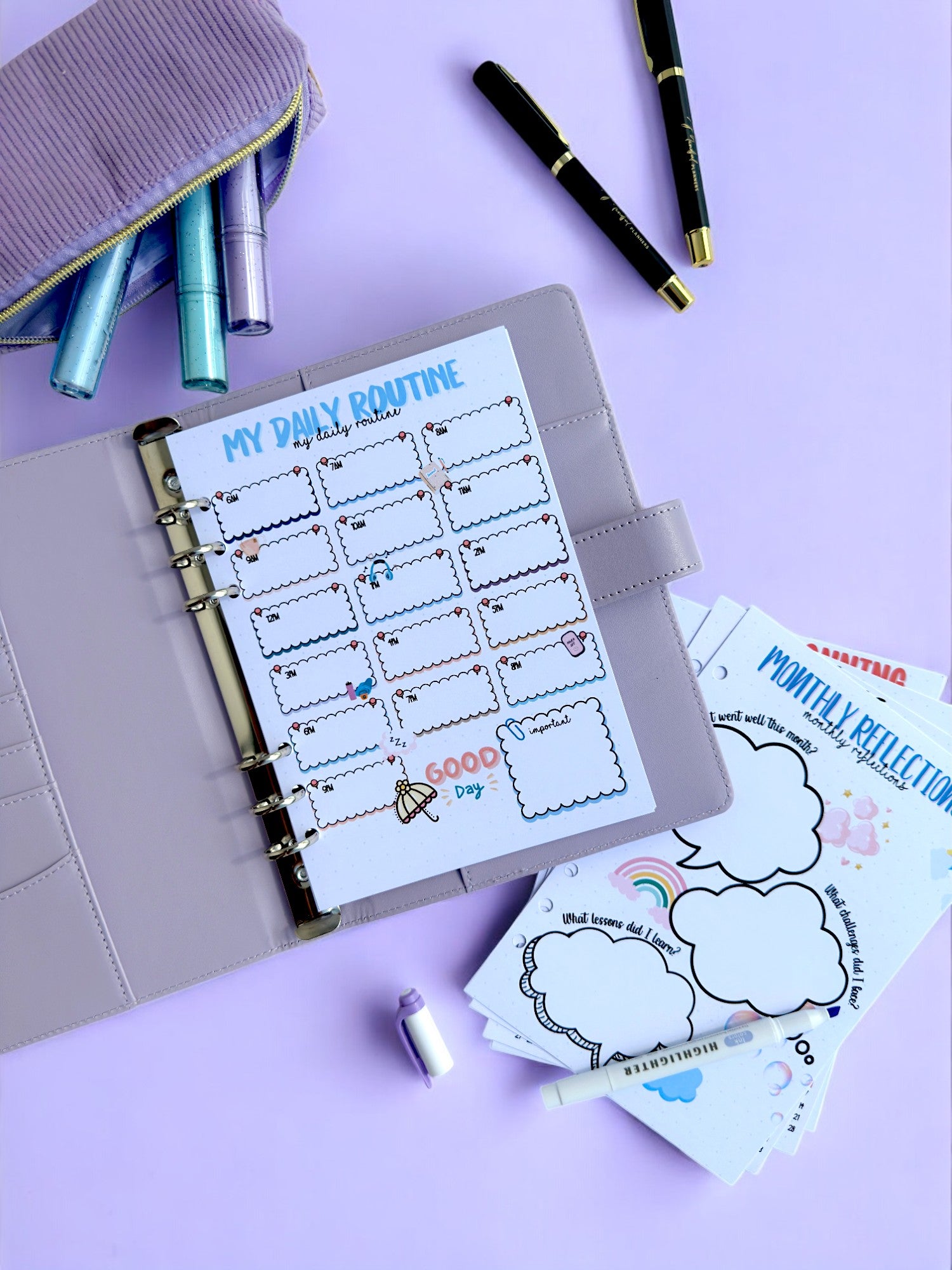 My Daily Routine bullet journal page for your daily habits and reminders