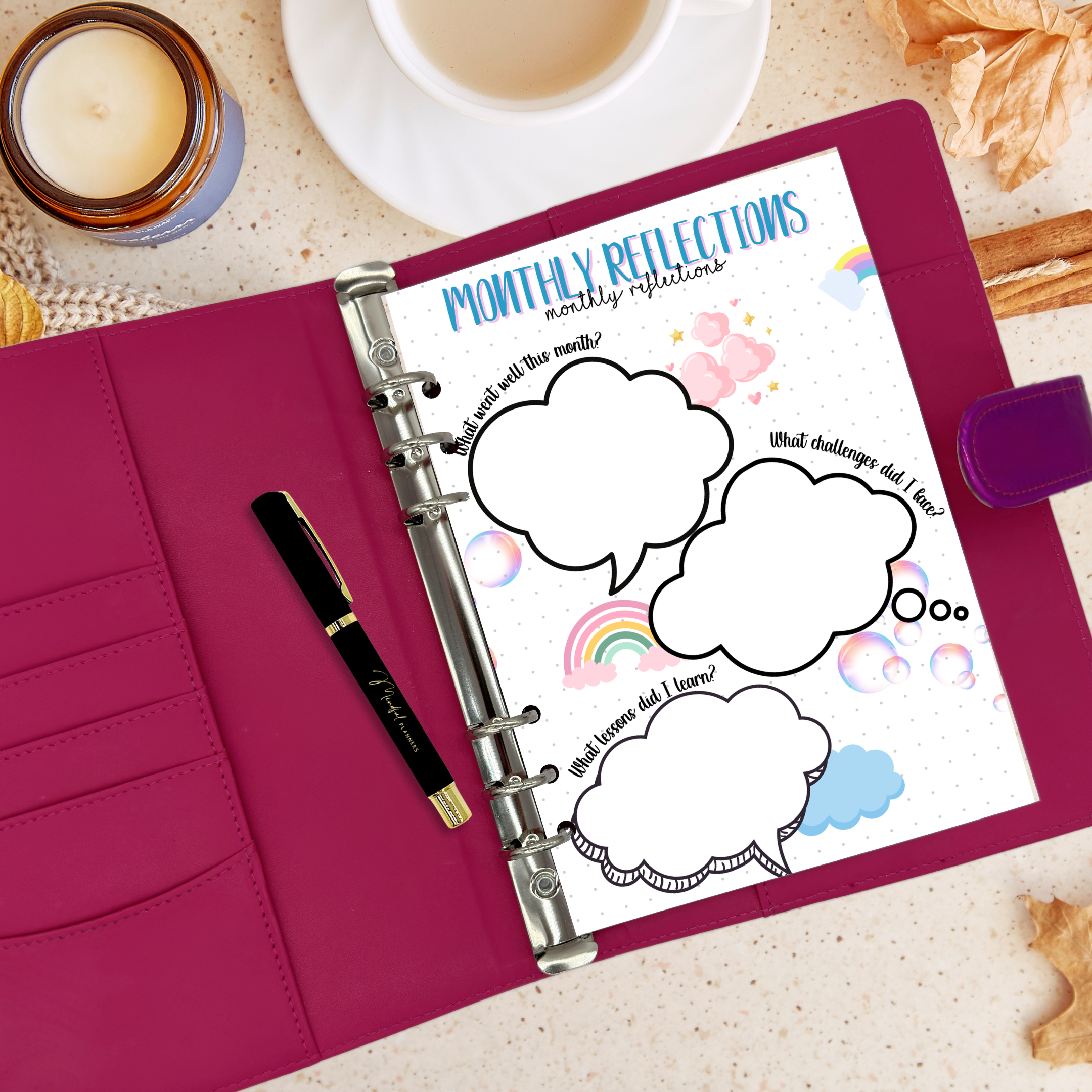 Monthly reflection journal page to reflect on your feelings