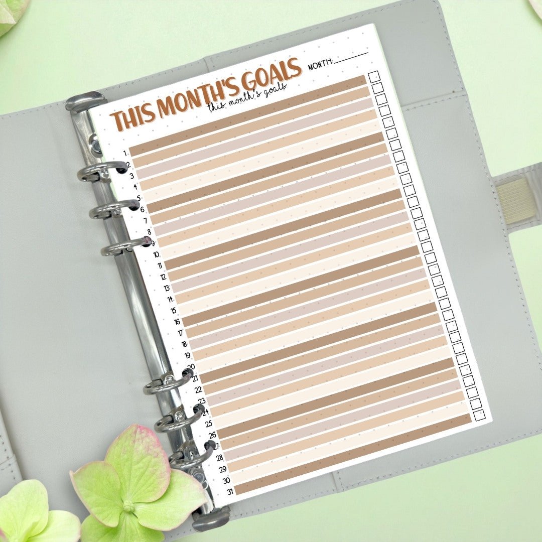 goal setting planner insert A5 for mental clarity and planning