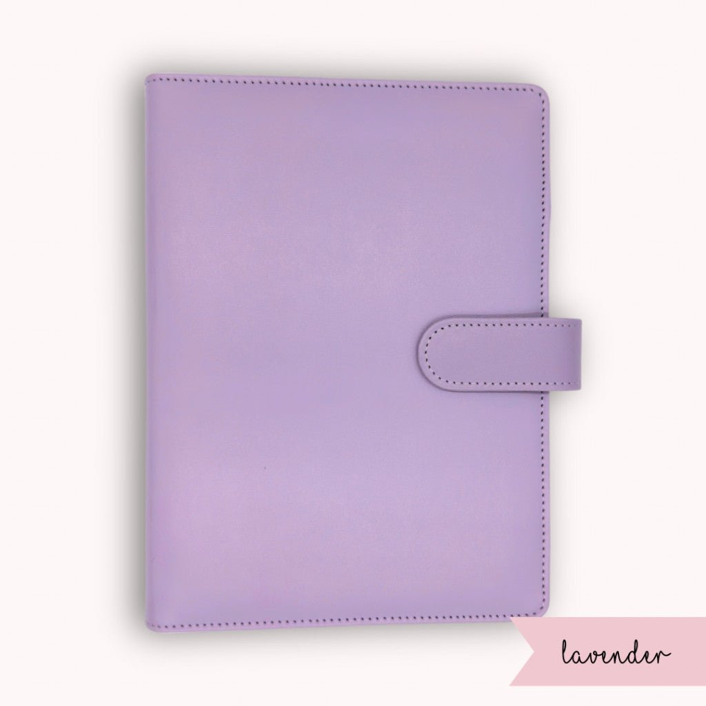 Lavender planner cover on a white background with 'lavender' label.