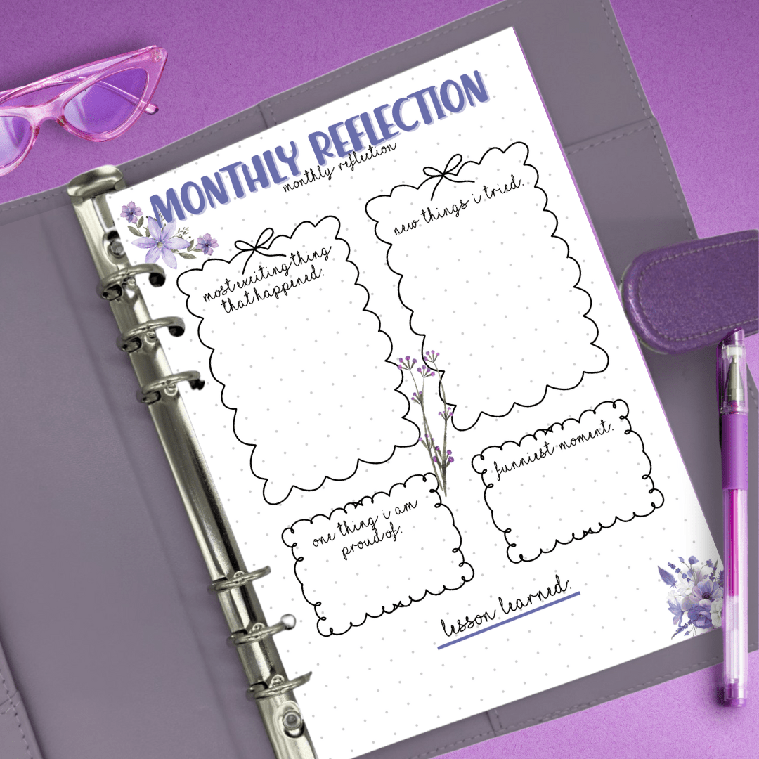 mindfulness and journaling June reflection page