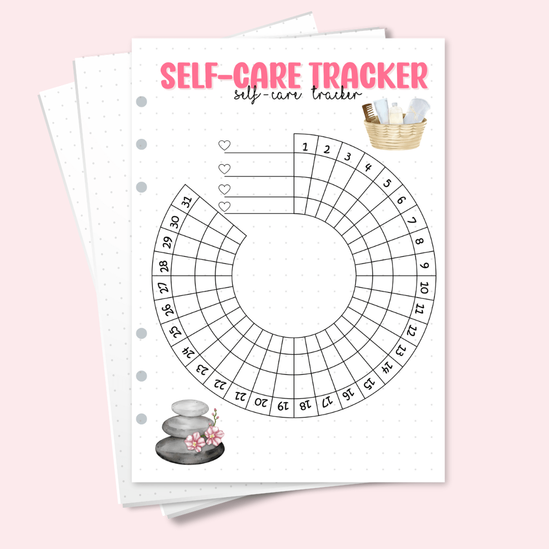 monthly self-care habit tracking page A5 insert