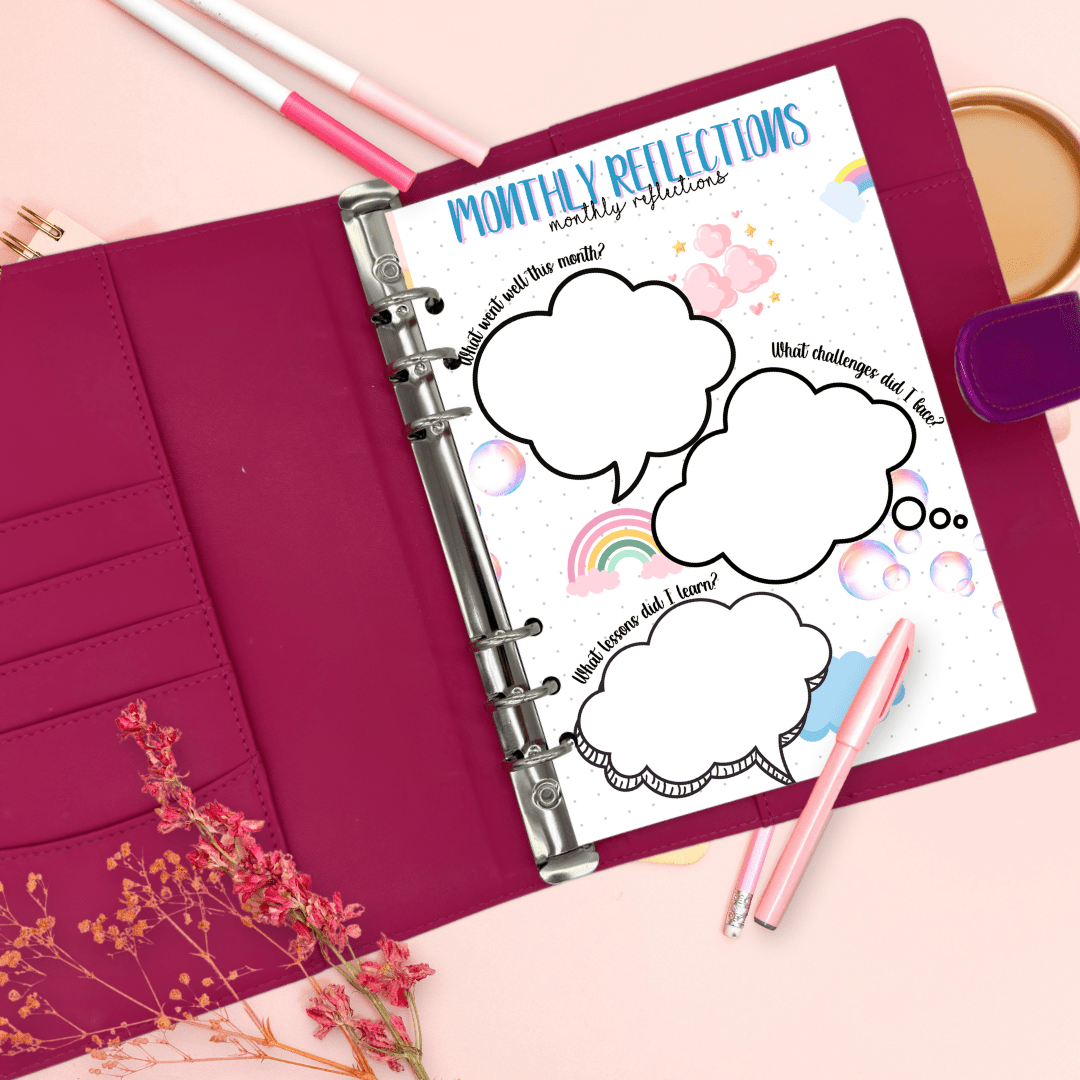 monthly self-reflection worksheet insert