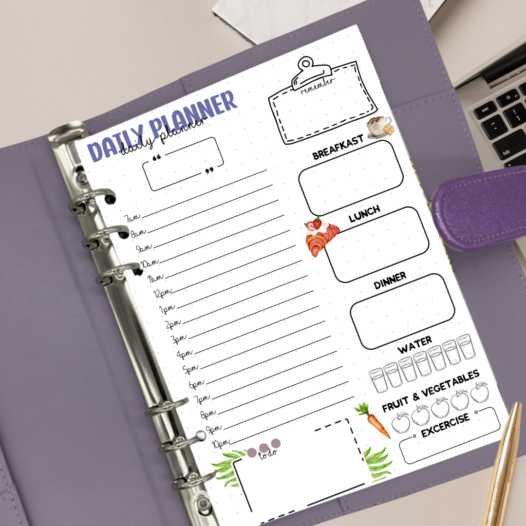 organised bullet journal page with time schedule and notes