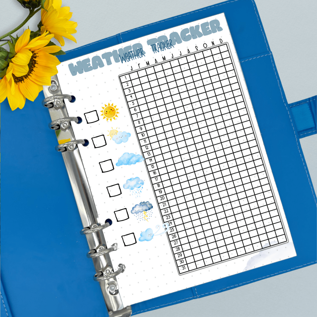 pre-filled weather log for bullet journal lovers