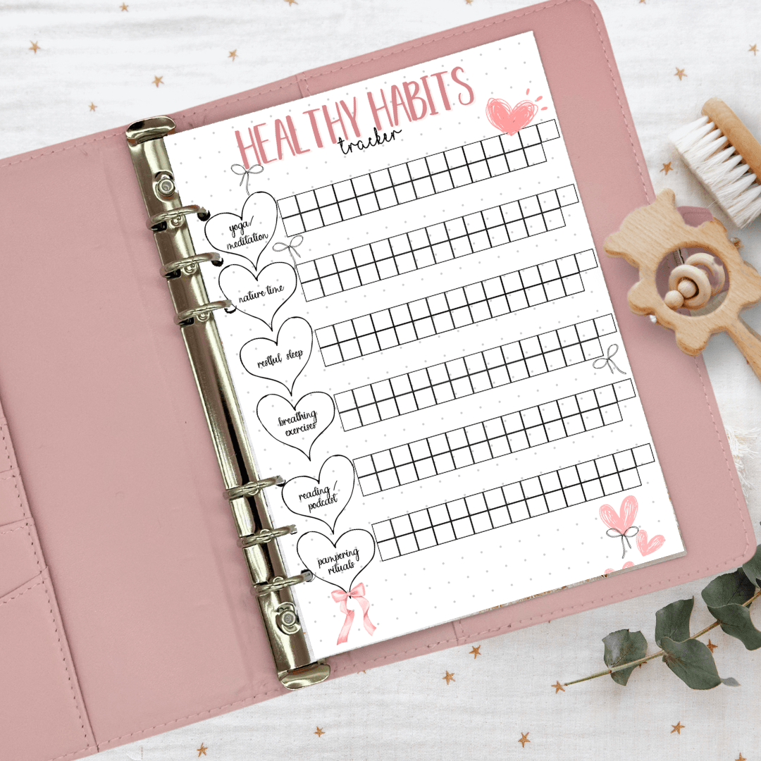 self-care and wellness routine A5 planner insert