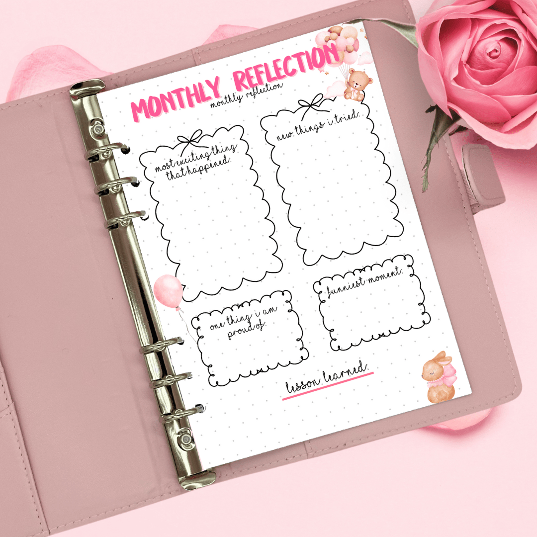A5 July Monthly Reflection Page | Self-Care Journal Prompt