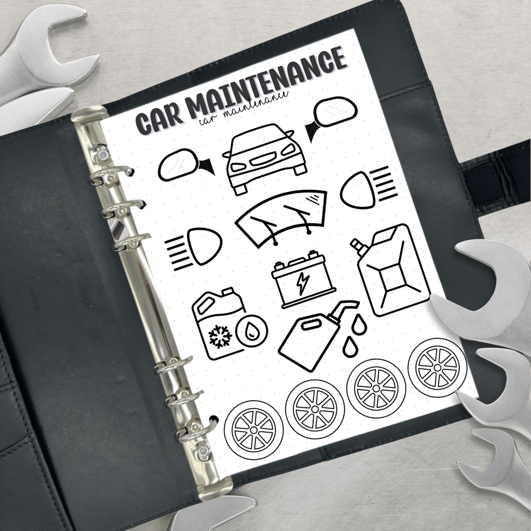 vehicle service log page for A5 ring binder journals