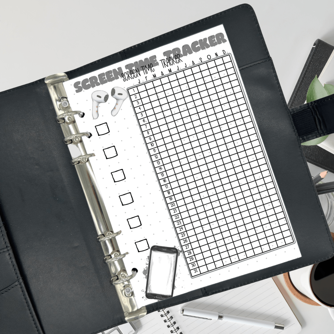 yearly digital time habit tracker A5